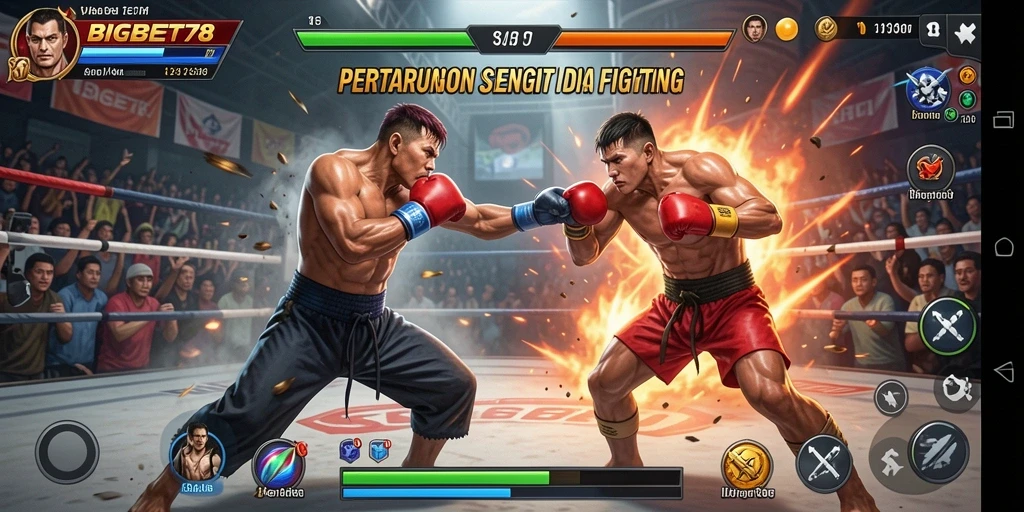 Tangkapan layar utama BIGBET78 menampilkan aksi pertarungan yang seru dan dinamis.