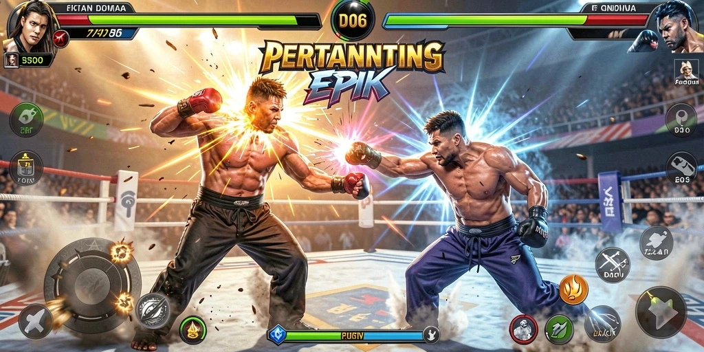 Tampilan utama D06 menampilkan duel seru antara karakter-karakter Fighting.