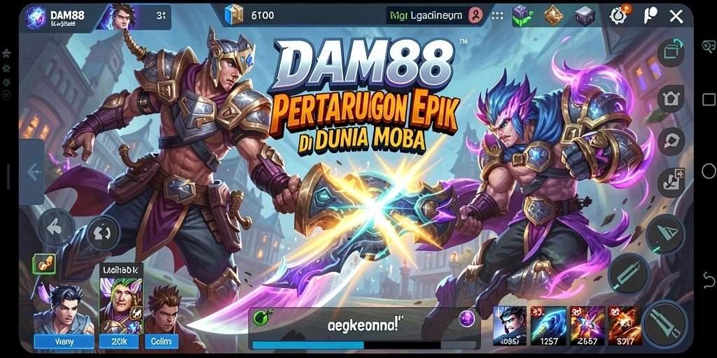 Screenshot gameplay DAM88 menampilkan baku tembak yang seru di arena MOBA.