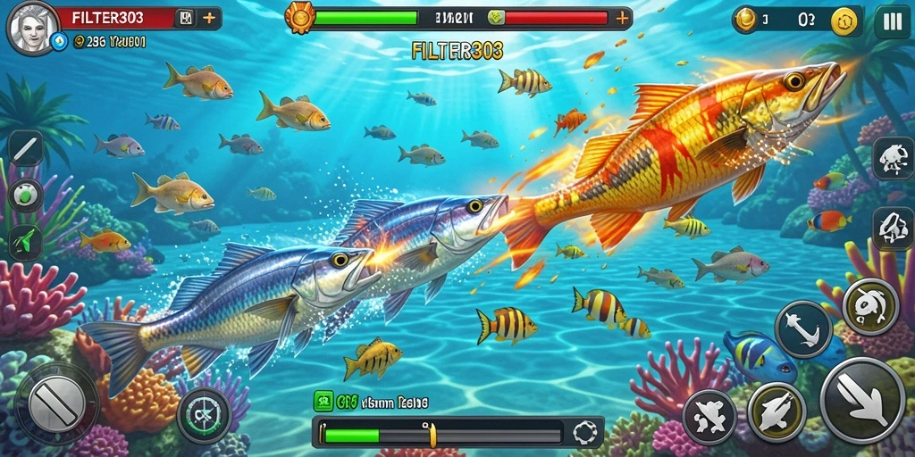 Tampilan aksi seru dalam permainan Tembak Ikan FILTER303.
