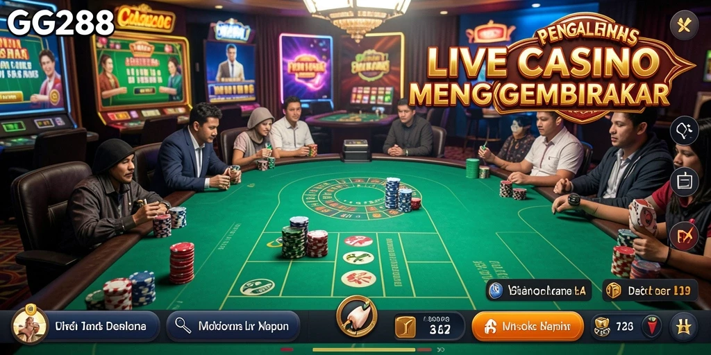 Tampilan permainan Live Casino GG288 yang mengasyikkan dan realistis.