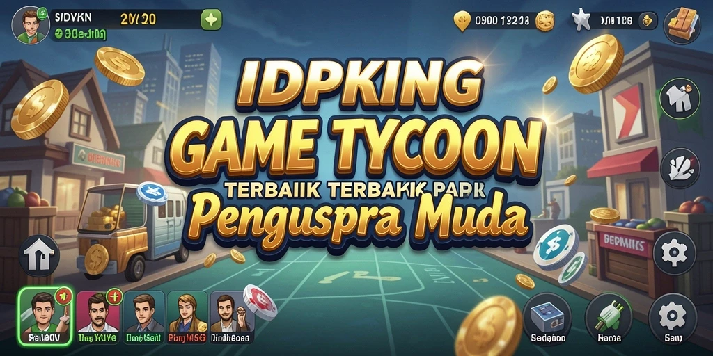 Tangkapan layar utama IDPKING menampilkan gameplay Tycoon yang menarik.