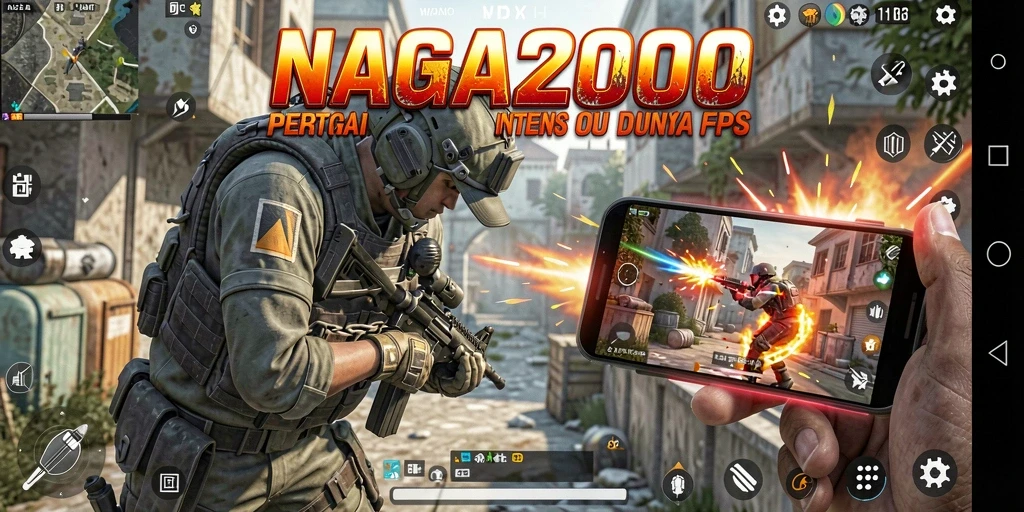 Screenshot menampilkan aksi mendebarkan dalam gameplay FPS NAGA2000.