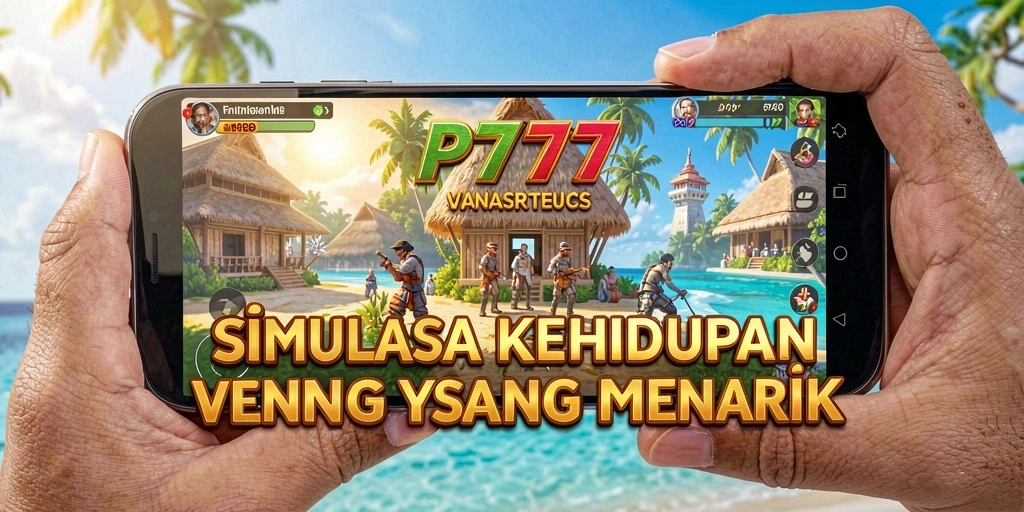 Screenshot utama PT777 menampilkan interaksi karakter dalam gameplay Simulation.