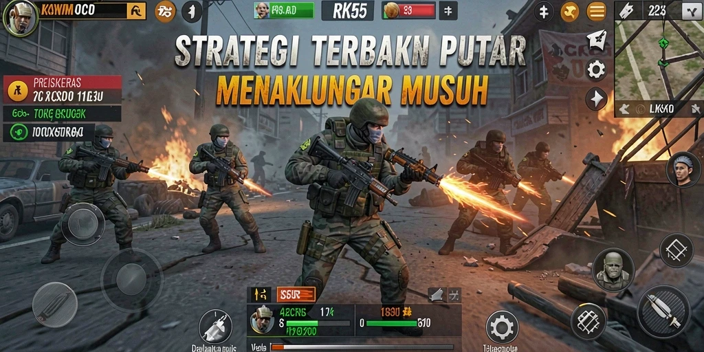 Tampilan gameplay menawan di RK55 dengan aksi strategis yang mendebarkan.