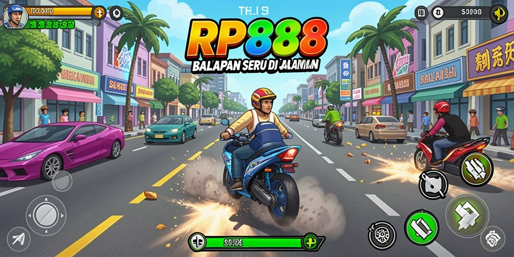 Tampilan gameplay balapan yang mendebarkan dan penuh aksi.