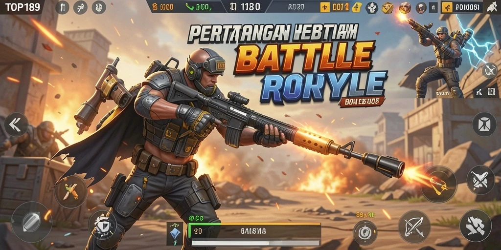Tangkapan layar dari gameplay epik dalam TOPI189 Battle Royale.