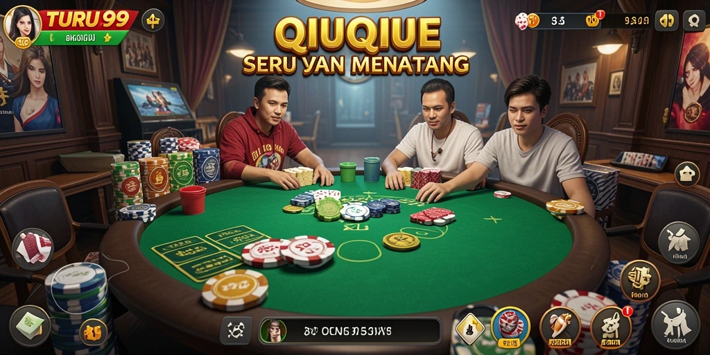 Tangkapan layar TURU99 menampilkan gameplay QiuQiu yang mendebarkan.