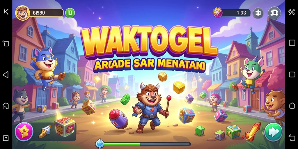 Tangkapan layar utama WAKTOGEL menampilkan serunya gameplay arcade.